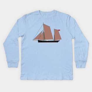 River Thames Sailing Barge Kids Long Sleeve T-Shirt